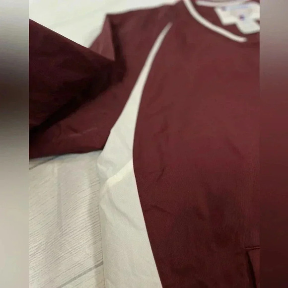Champion Vintage 90s Adult M Pullover V-Neck Windbreaker Lined Jacket Maroon red - Picture 15 of 16